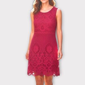 Sophie Max Lace Sleeveless Shift Dress - Pink Size L NWT